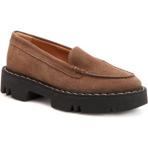 $440 AQUATALIA Hayley Water Resistant Platform Loafer TAUPE SUEDE 7.5  (ME2)